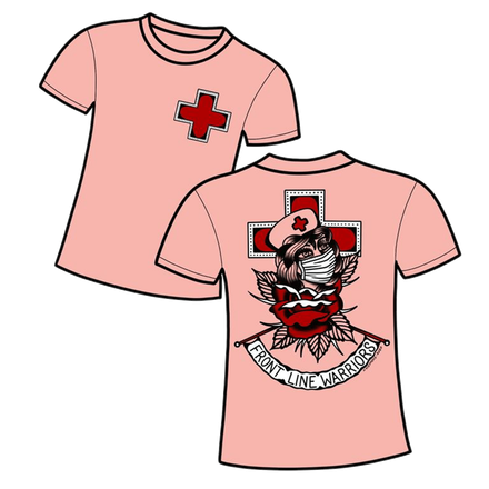 Image showing front line warriors logo design on a pink shirt