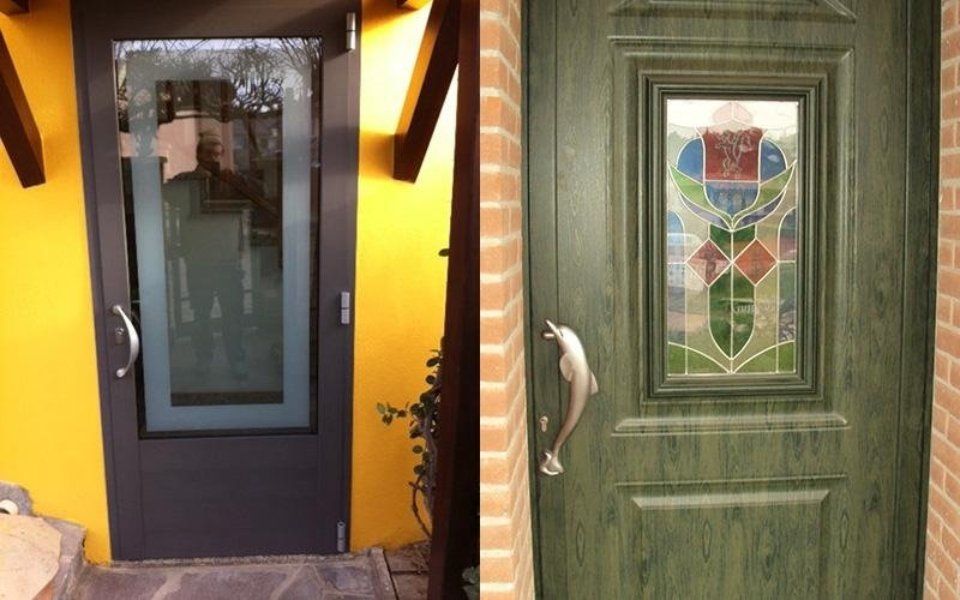 porta con vetro decorato