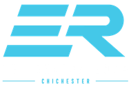 Light blue ER logo with “Chichester” beneath it on a white background