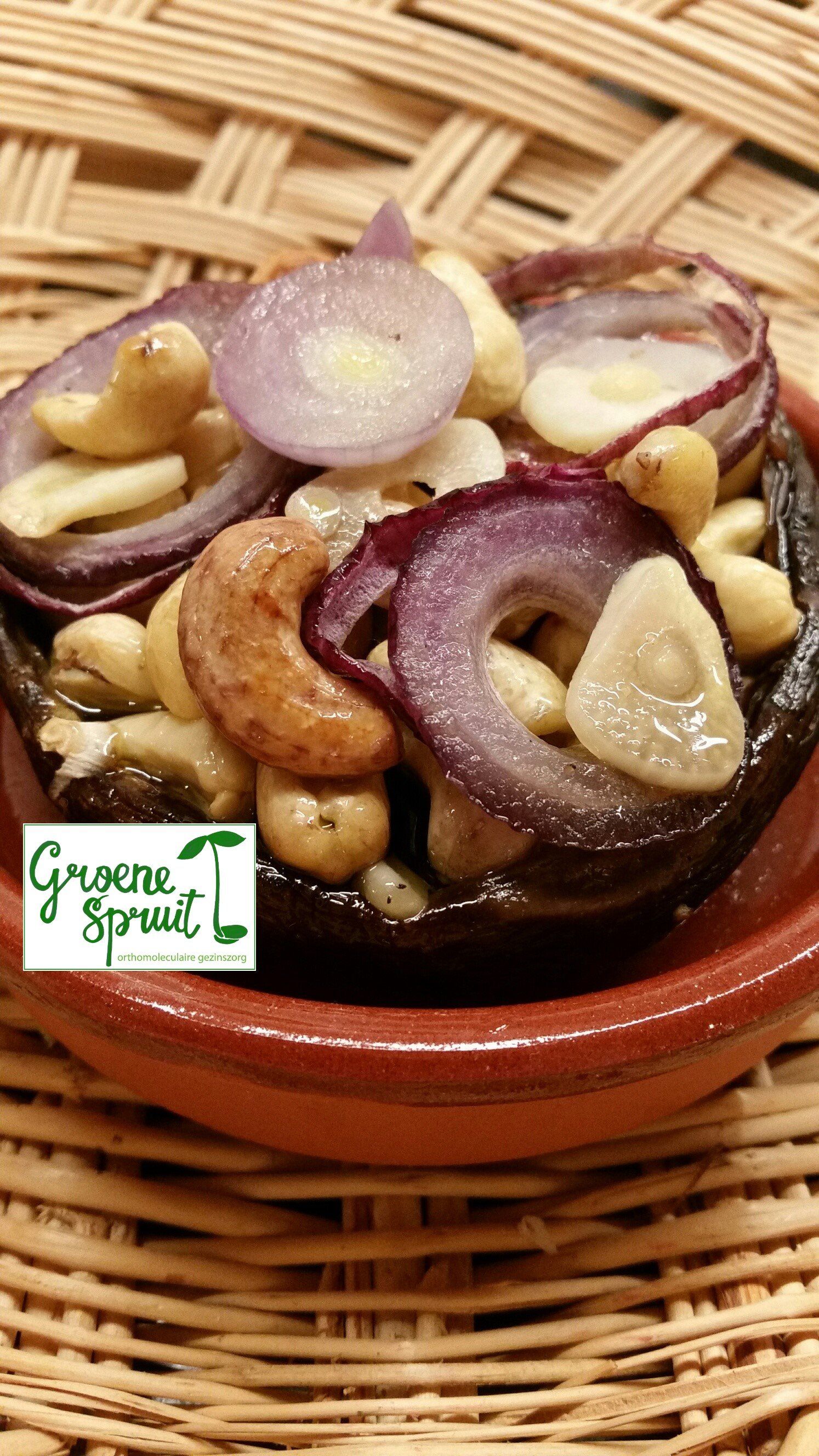 Recept lunch diner Gevulde portobello vegan oerdieet paleo