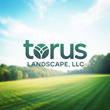 Logo for Torus Landscape, LLC, above a blurry green field under a blue sky.