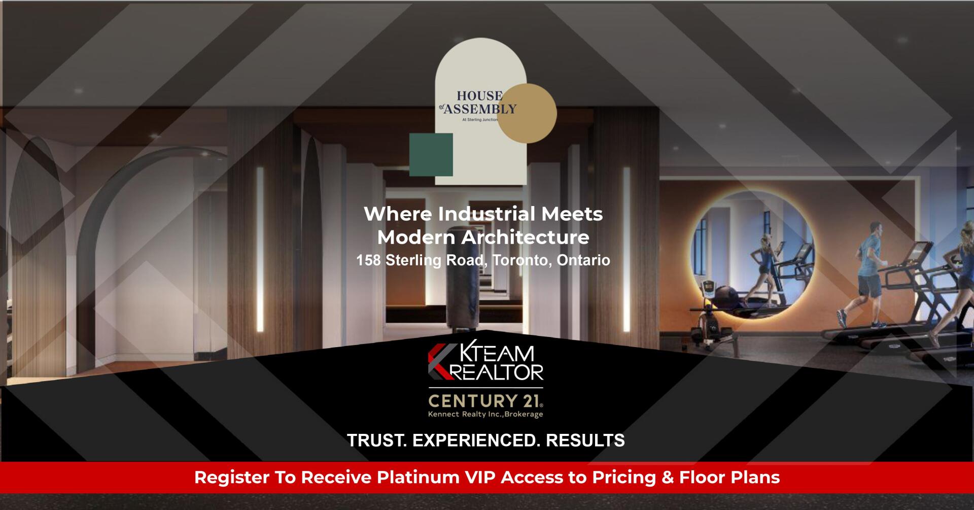 An advertisement for a gym that says where industry meets modern architecture