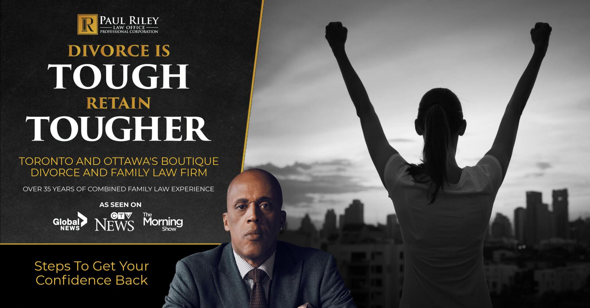 A poster that says divorce is tough retain tougher