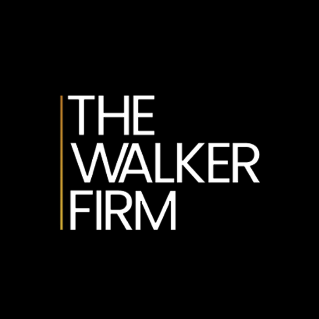The walker firm logo is on a black background.