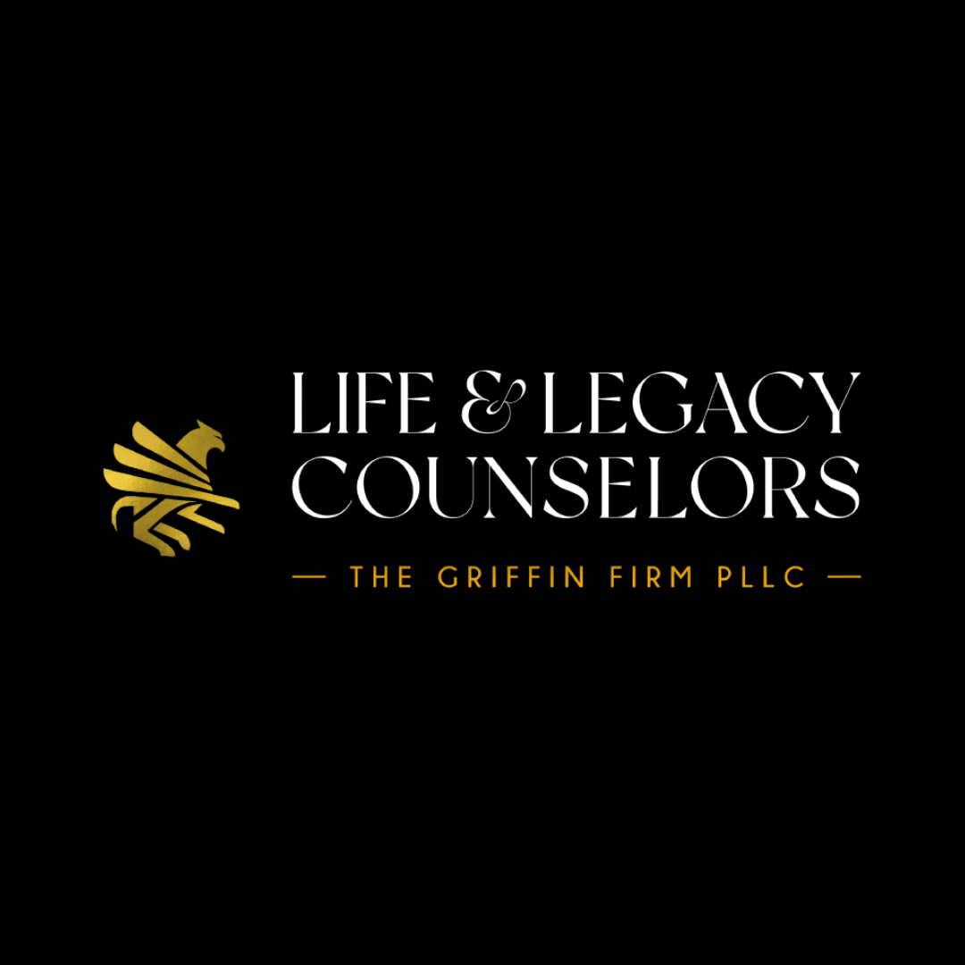 The logo for life and legacy counselors has a griffin on it.