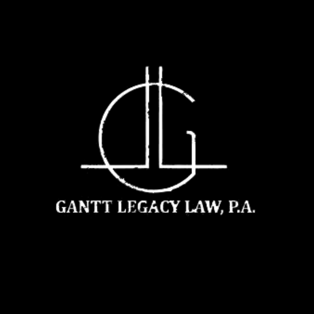 A logo for gantt legacy law p.a. on a black background