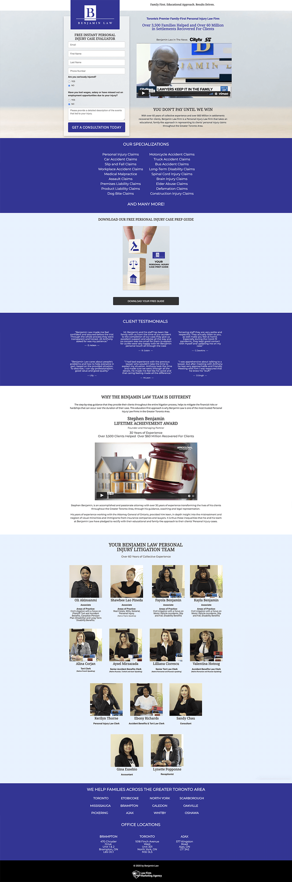 A screenshot of a landing page for a website.