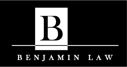A black and white logo for benjamin law