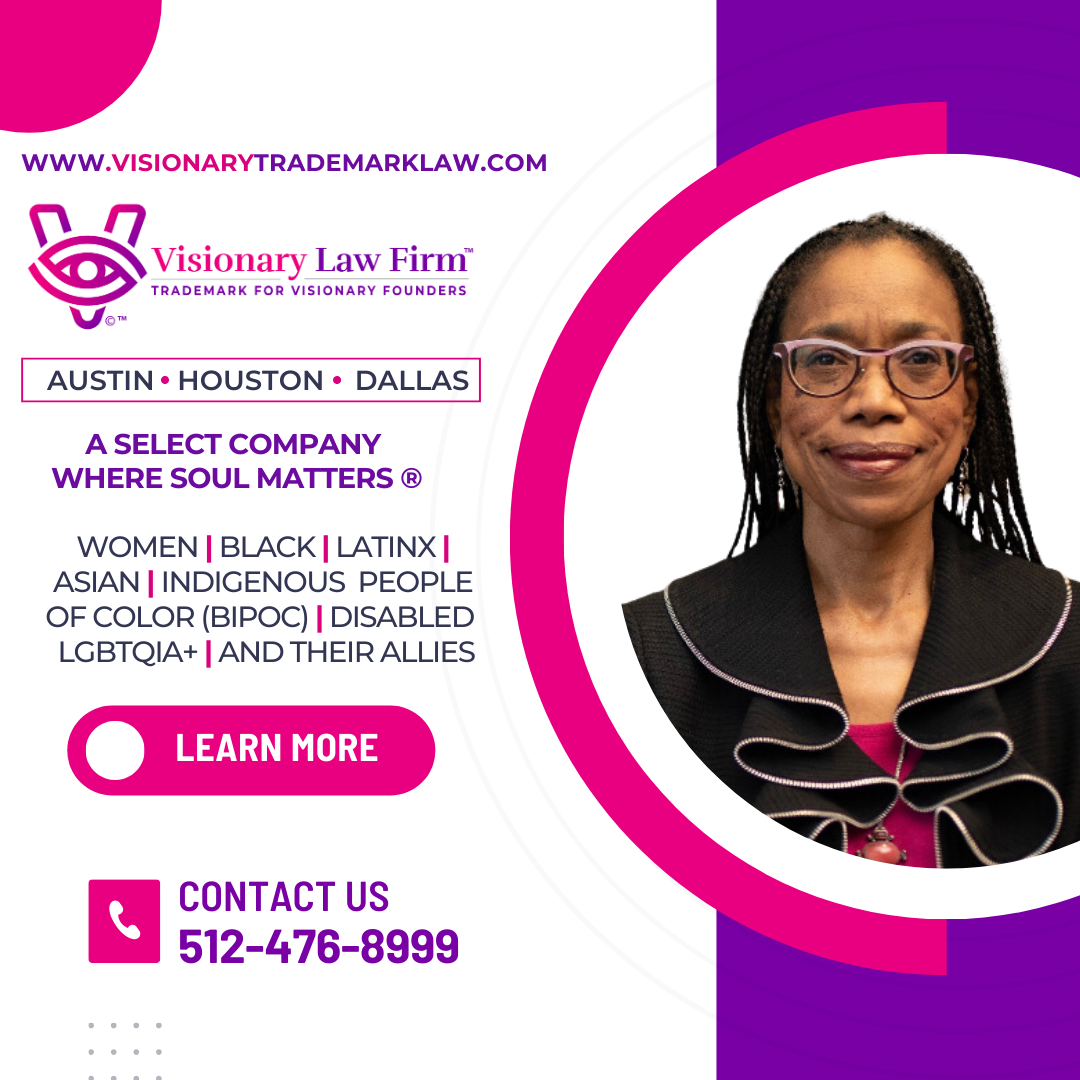 A woman wearing glasses is standing in a pink and purple circle.