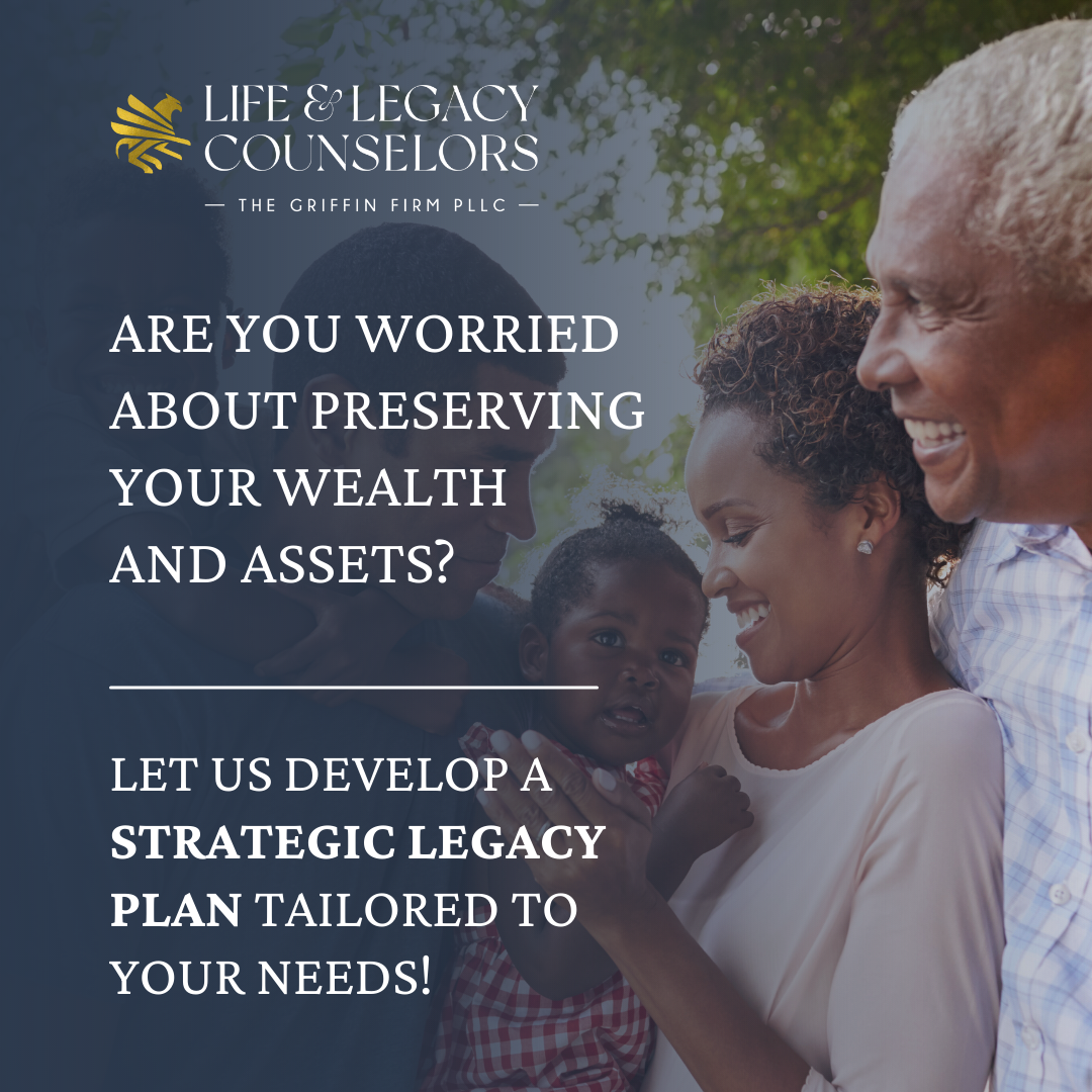 An ad for life & legacy counselors shows a family