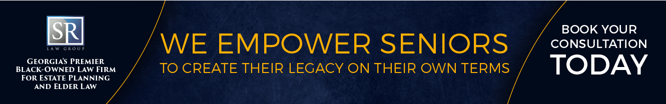 A blue banner that says we empower seniors today