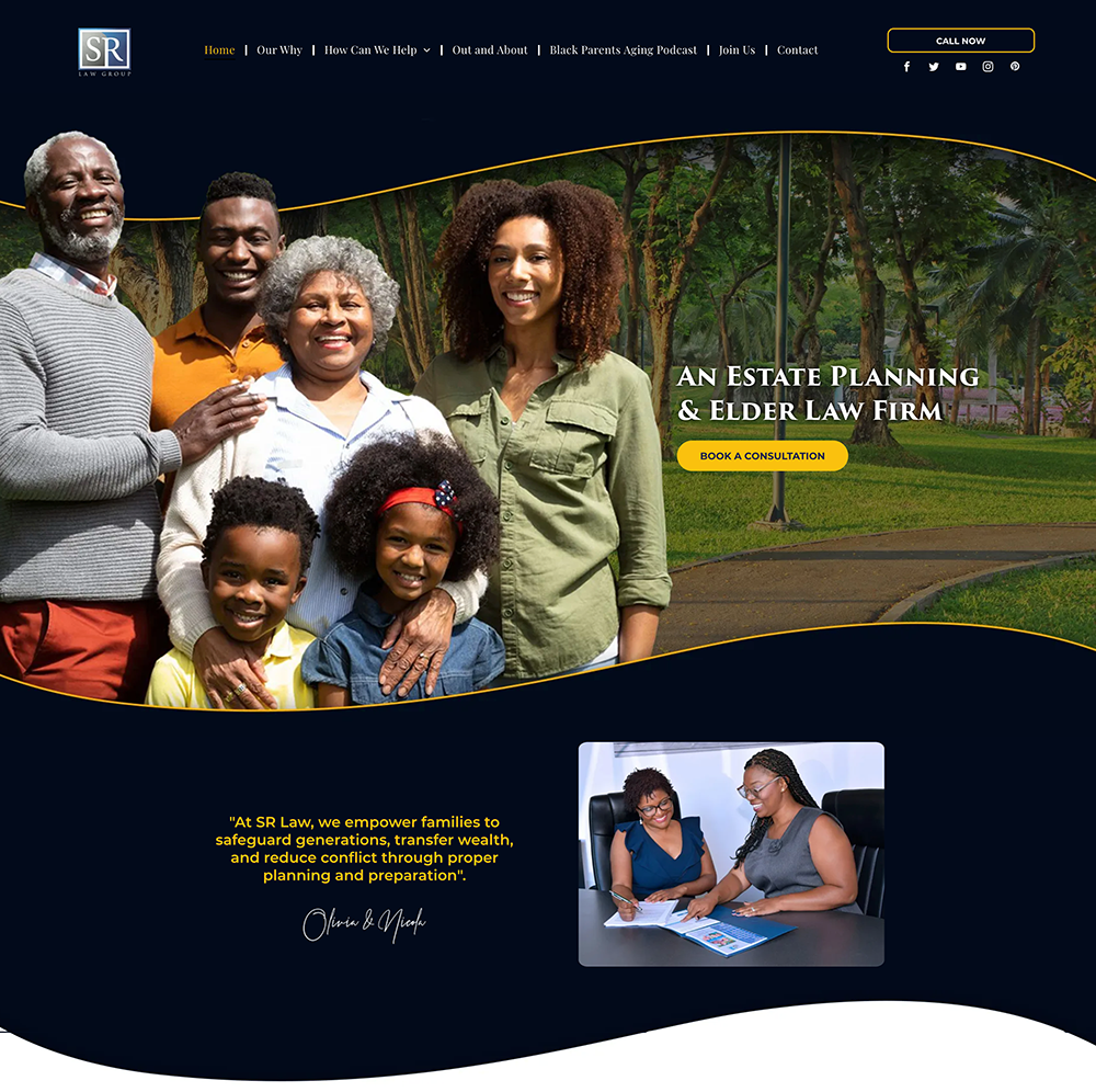 A landing page for an estate planning and elder law firm