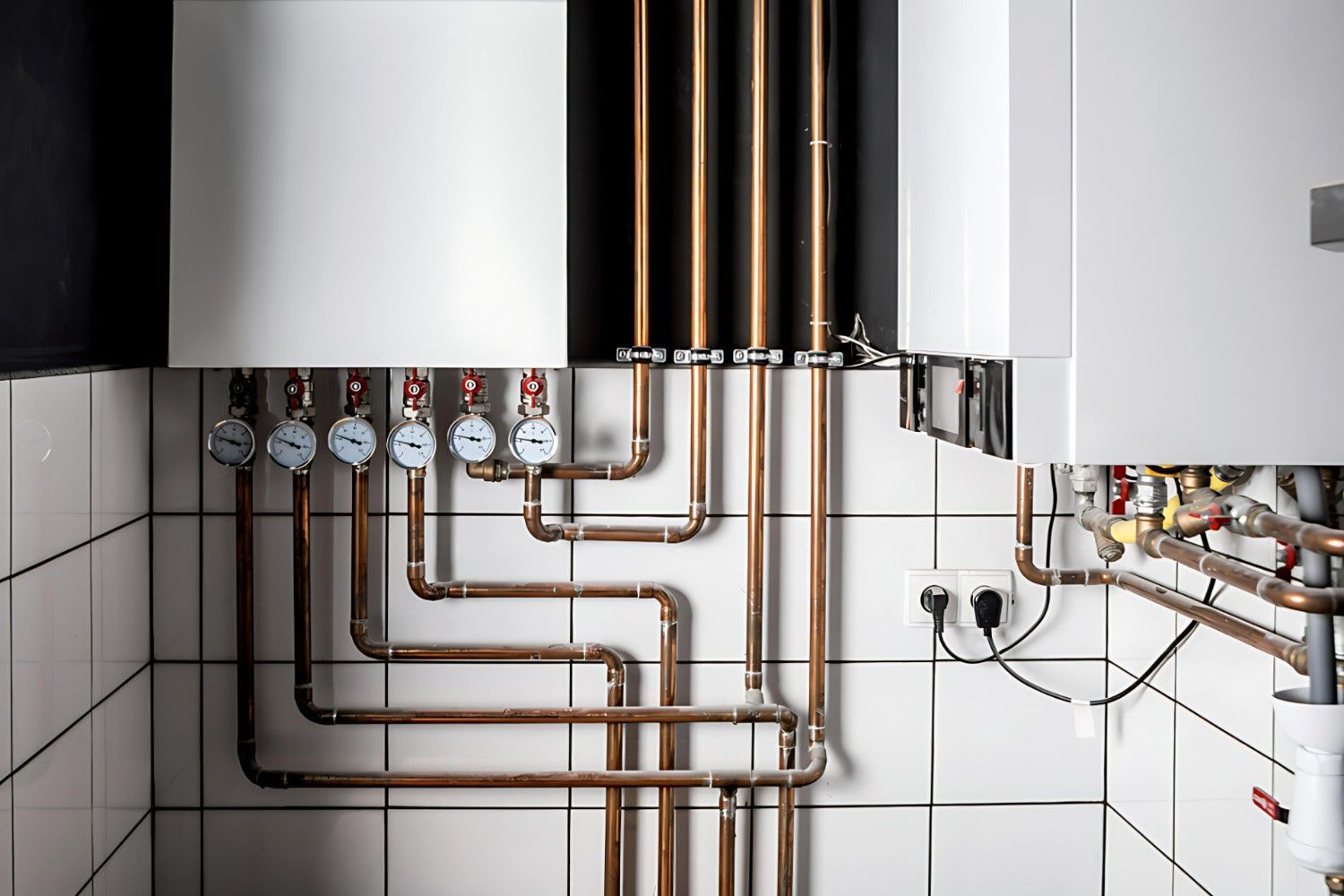 A Bathroom with A Boiler and Copper Pipes — B3 Plumbing in Flynn, ACT