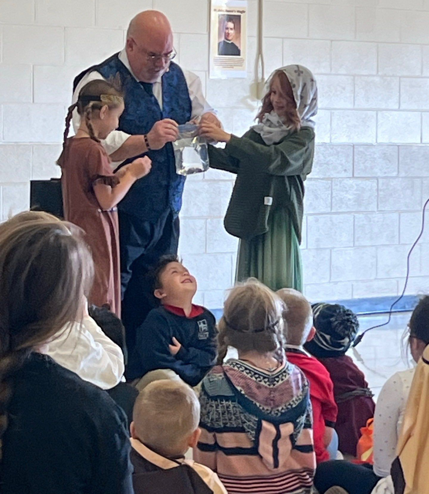 Magician with children