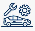 Car with wrench and gear icon, representing auto repair service. | Automotive Excellence