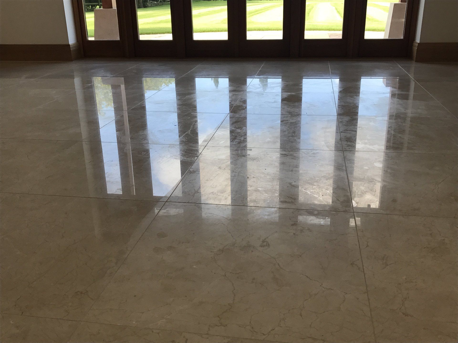 Limestone floor before re-polishing Poole Dorset with All Surface Care
