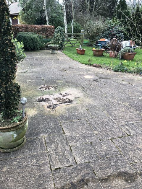 Patio before cleaning in Bournemouth, Dorset with All Surface Care