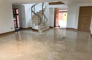 Marble floor cleaned and polished