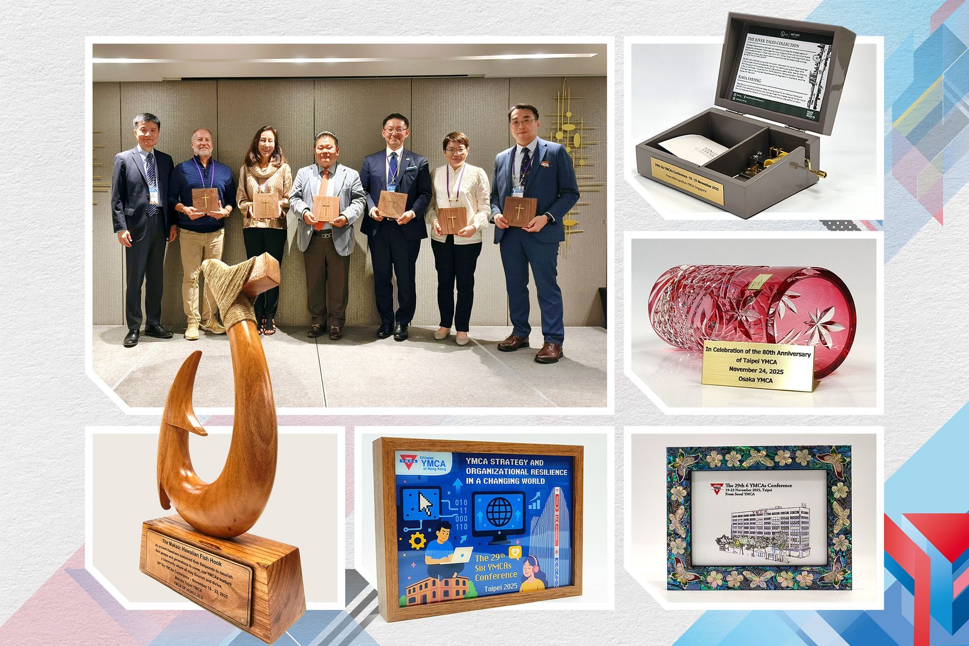 歡迎晚宴於台北喜來登大飯店舉行，餐會間各YMCA夥伴們彼此認識，並互相致贈紀念禮品。