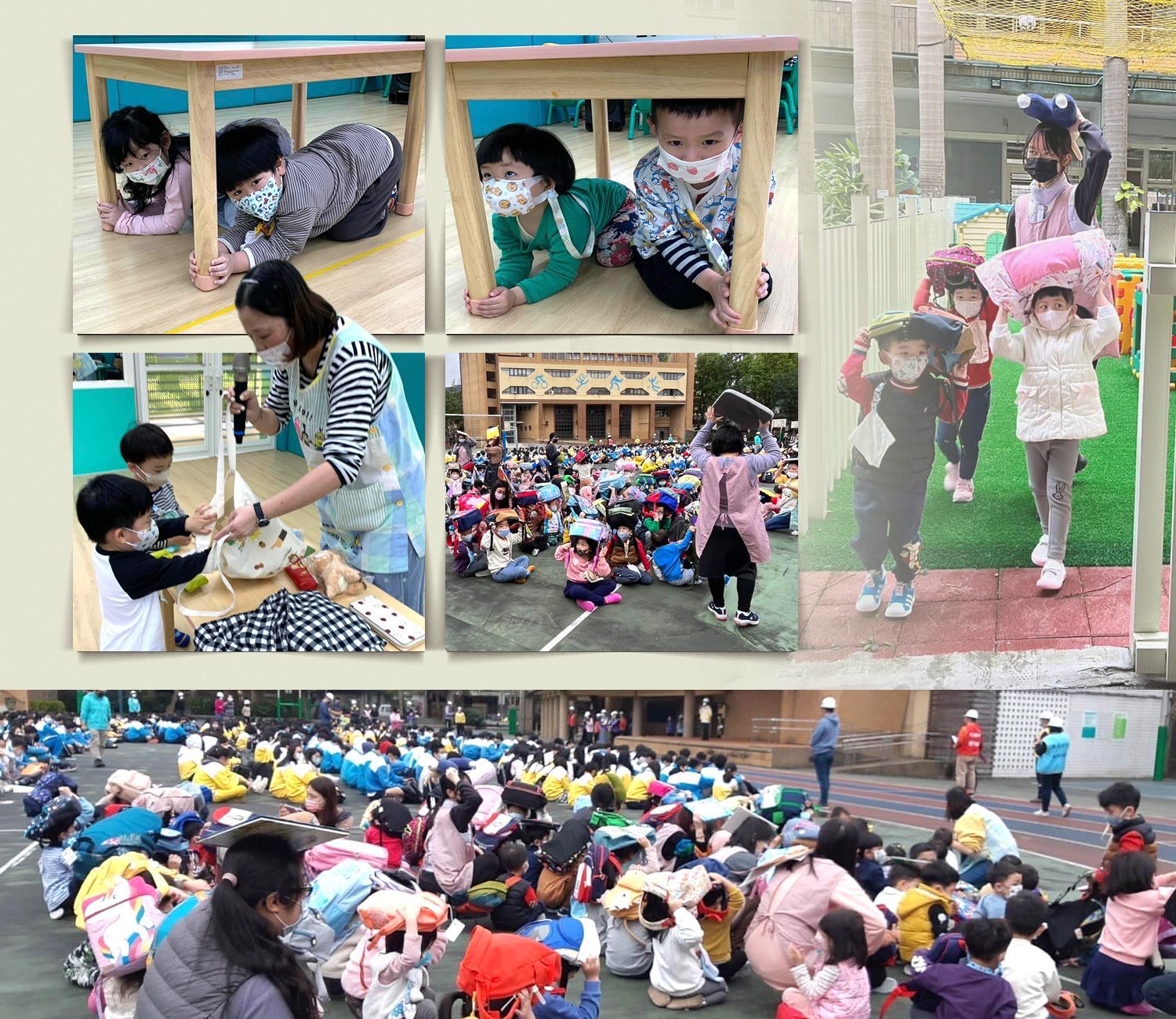 民生非營利幼兒園與民生國中學生一同進行地震防災演練