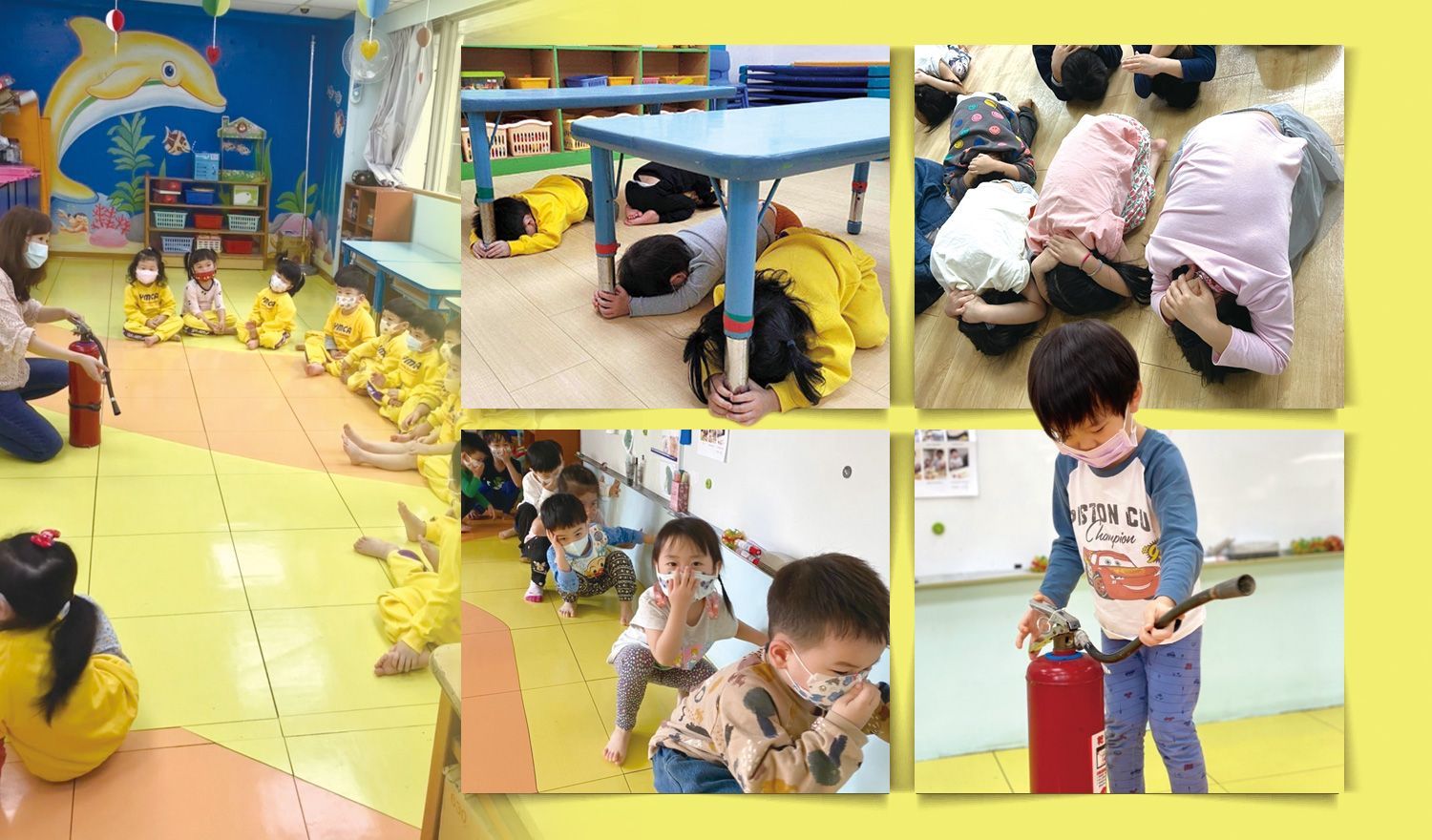 YMCA板新兒童中心幼兒園進行地震防災安全逃生演練