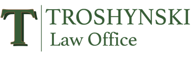 A logo for a law office called troshynski law office