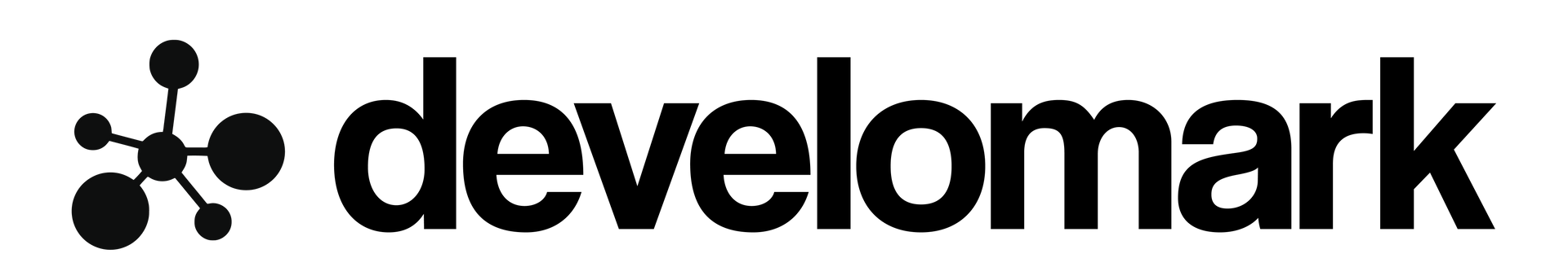 the word "Develomark" in black with an atom to the left