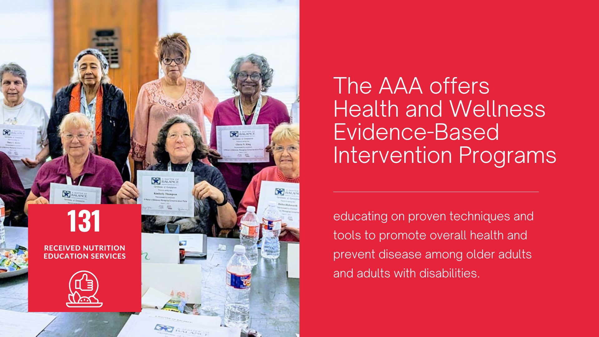 The aaa offers health and wellness evidence based intervention programs.
