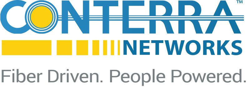 The logo for conterra networks fiber driven people powered