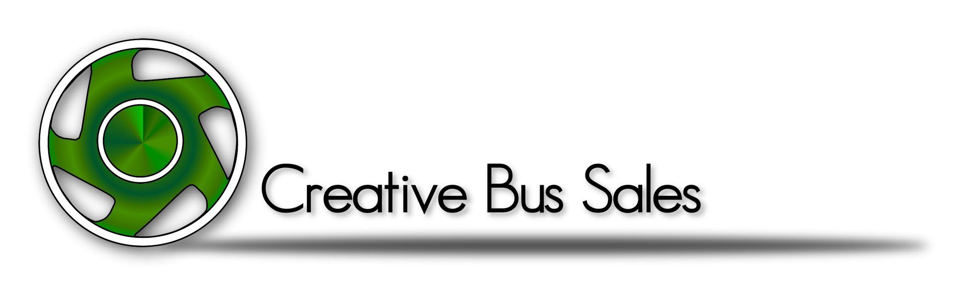 A logo for creative bus sales with a green circle