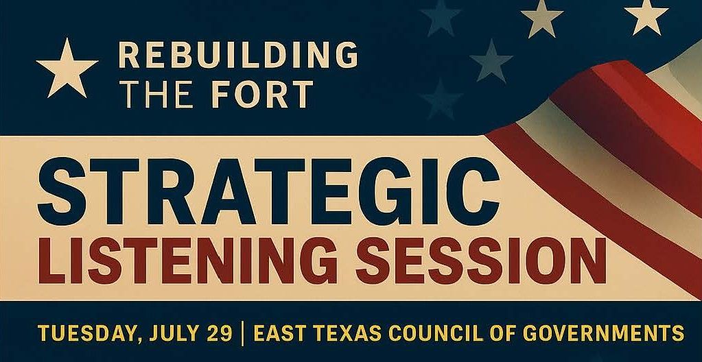 A poster that says rebuilding the fort strategic listening session