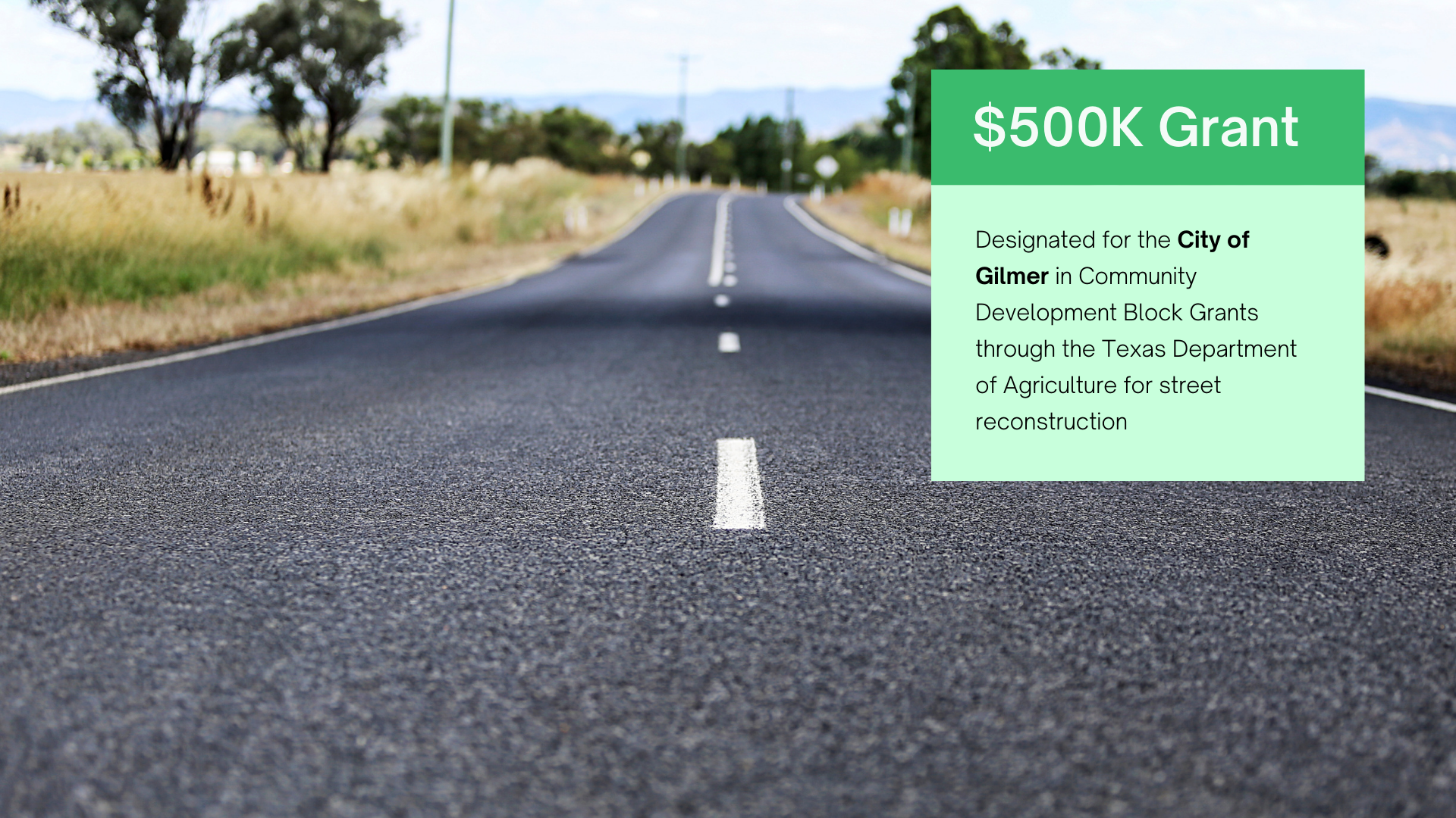 A $ 500k grant is being advertised on a road