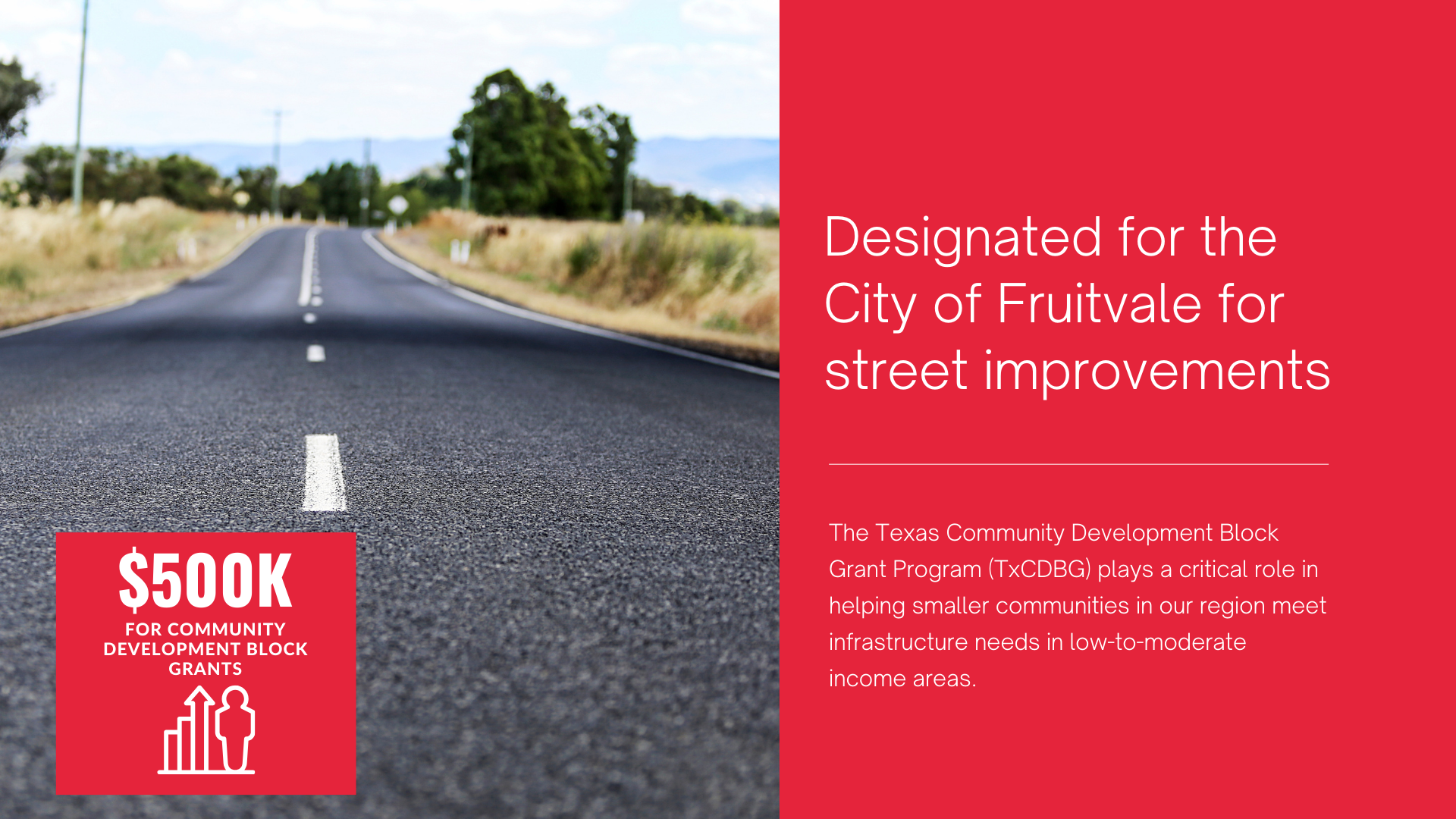 An advertisement for the city of fruitvale for street improvements