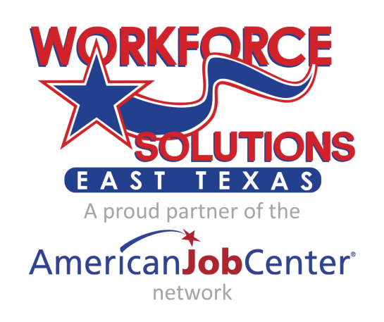 A logo for workforce solutions east texas a proud partner of the american job center network