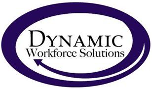 The dynamic workforce solutions logo is a purple circle with an arrow in the middle.