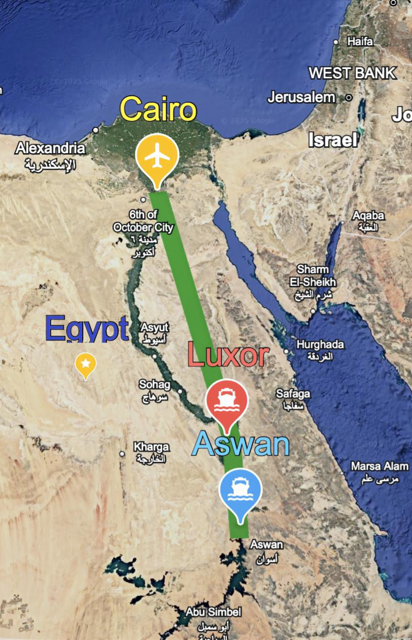 Scottsdale, Arizona, Mesa, Arizona, Glendale, Arizona, Phoenix, Arizona, St. George, Utah, Golden Egypt Cruise Tour Map