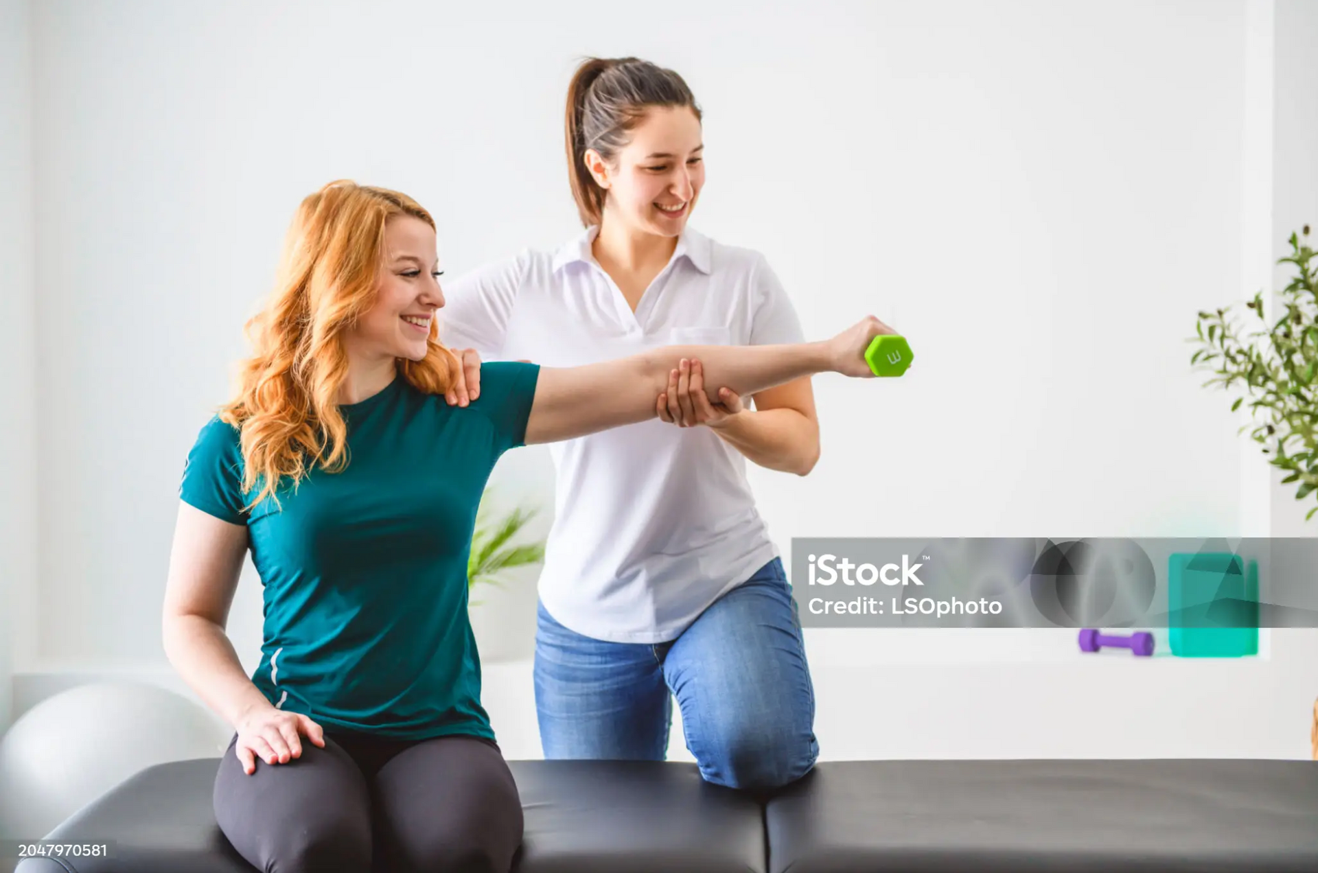 Person receiving physiotherapy as part of rehabilitation following a car accident.