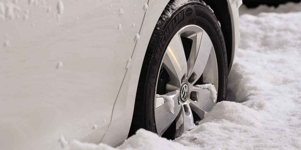 tire stuck in snow
