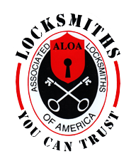 A logo for locksmiths associated of america that says you can trust