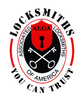 A logo for locksmiths associated of america that says you can trust