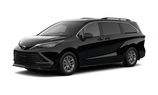 A black toyota sienna minivan is shown on a white background.