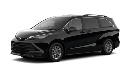 A black toyota sienna minivan is shown on a white background.