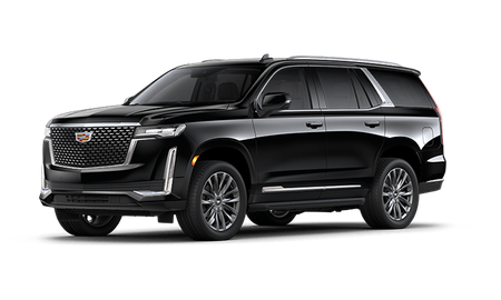 A black cadillac escalade is shown on a white background.