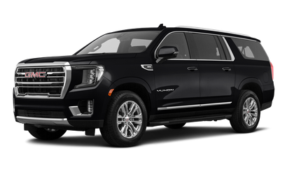 A black gmc yukon is shown on a white background.