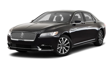 A black lincoln continental is shown on a white background.