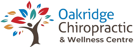 Oakridge Chiropractic & Wellness Centre logo with stylized tree and red, blue, and teal leaves