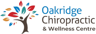 Oakridge Chiropractic & Wellness Centre logo with stylized tree and red, blue, and teal leaves