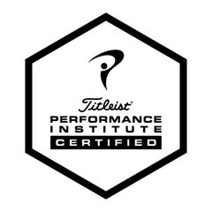 Titleist Performance Institute certified logo in black and white inside a hexagon