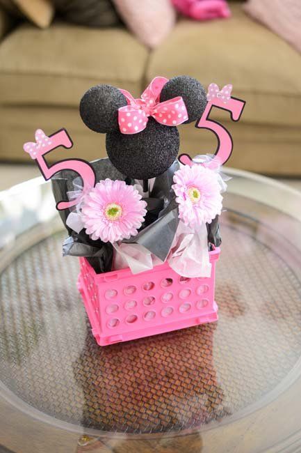 pink flower with number 5 and stuffed toy