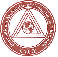 Logo of the International Association of Counselors & Therapists: a red circular emblem with a globe and overlapping triangles.